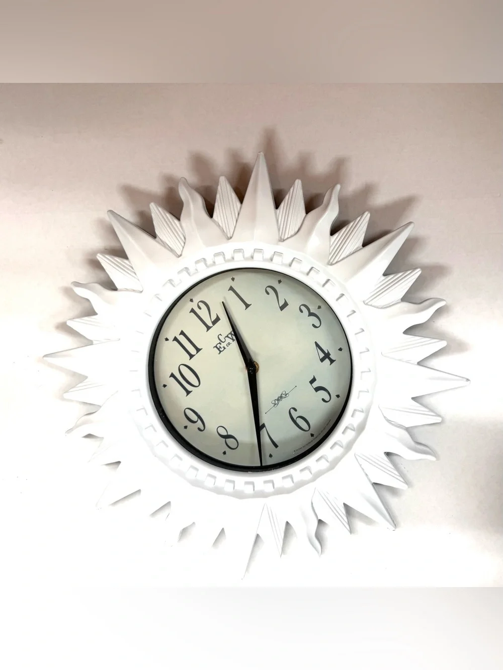 White Sunburst Wall Clock Mid Century Modern Style Edinburgh ECW Works Preowned